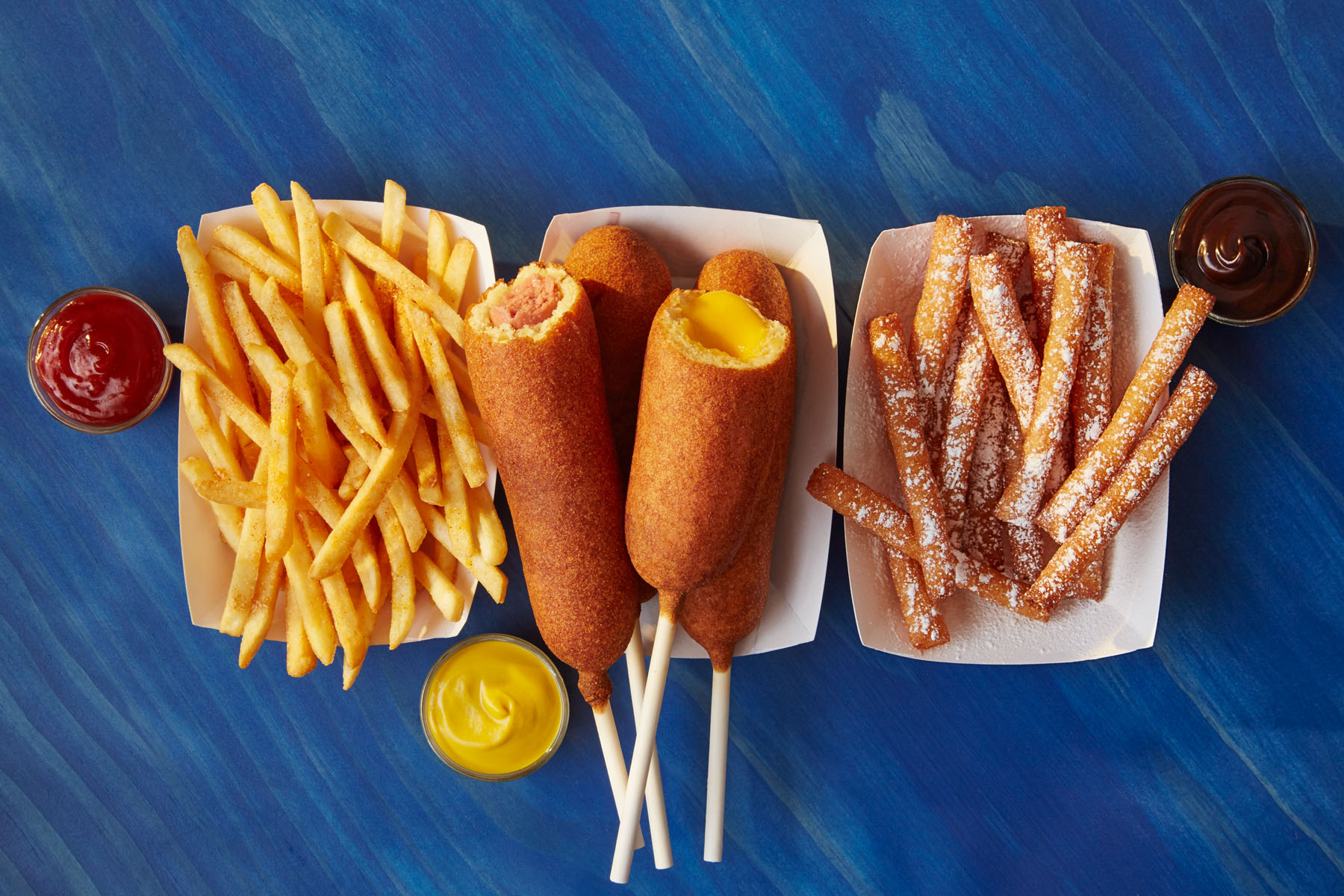 Fries, hot dogs and funnel cake fries