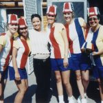 Lucy Liu with the Hot Dog on a Stick employees